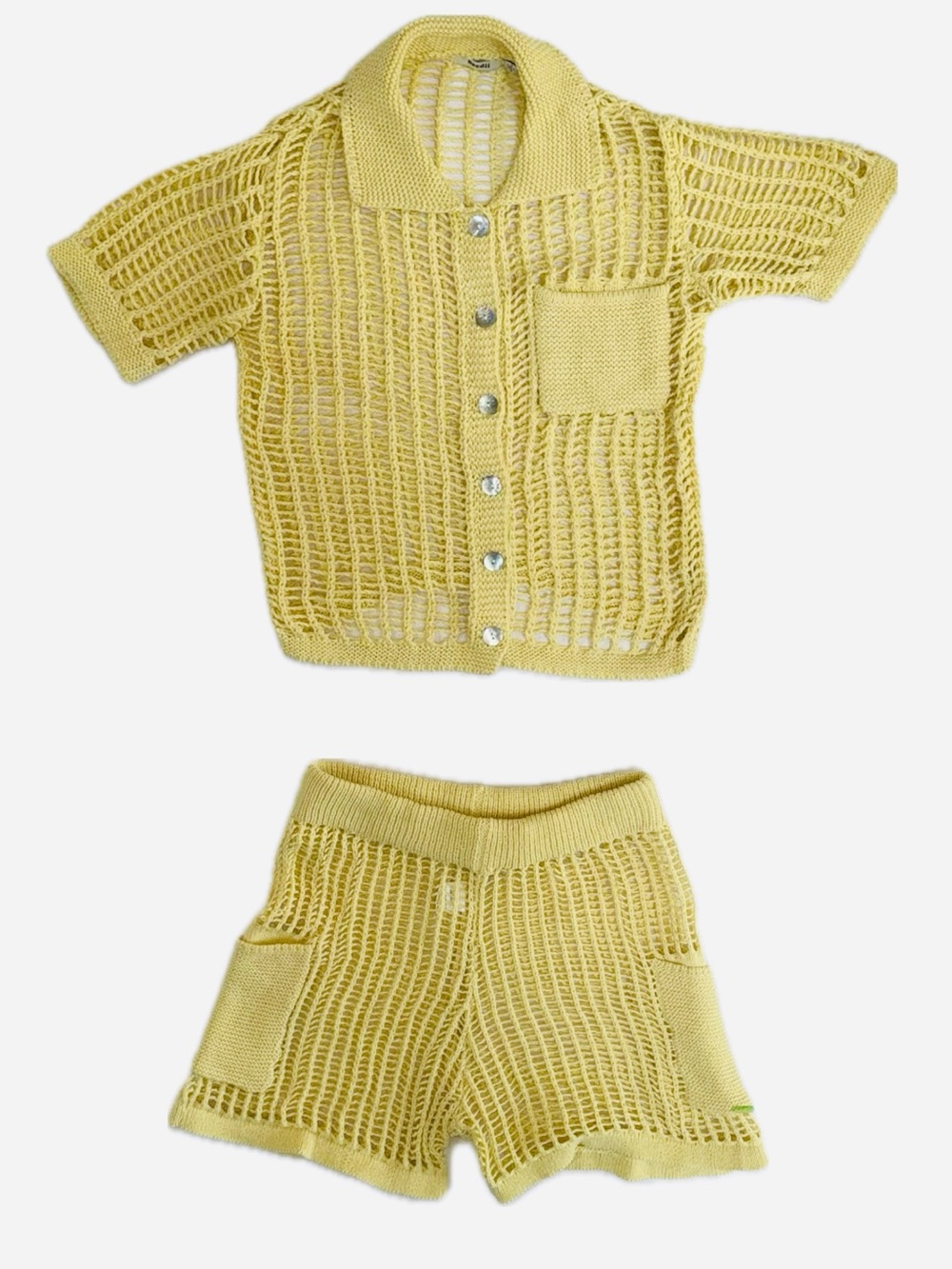 NEW Yellow Crochet 2 Piece Short Set sz SM - Picture 2 of 5